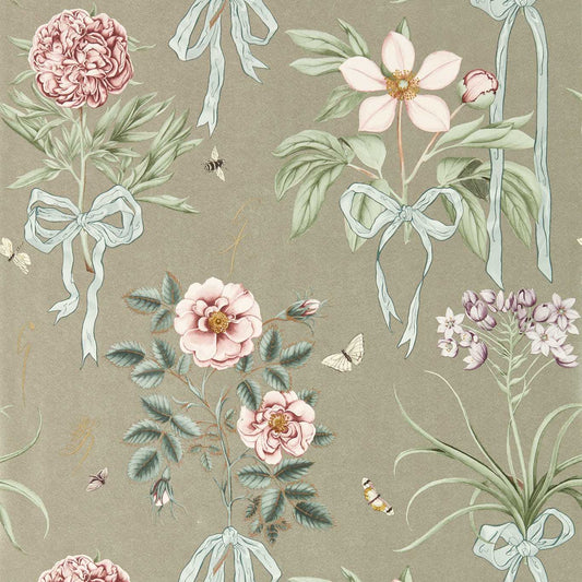 SANDERSON Cupid`s Beau Wallpaper Contemporary, Floral Florin,Madder  Gravure - Wide Width Printed Wallpaper - DGDW217312