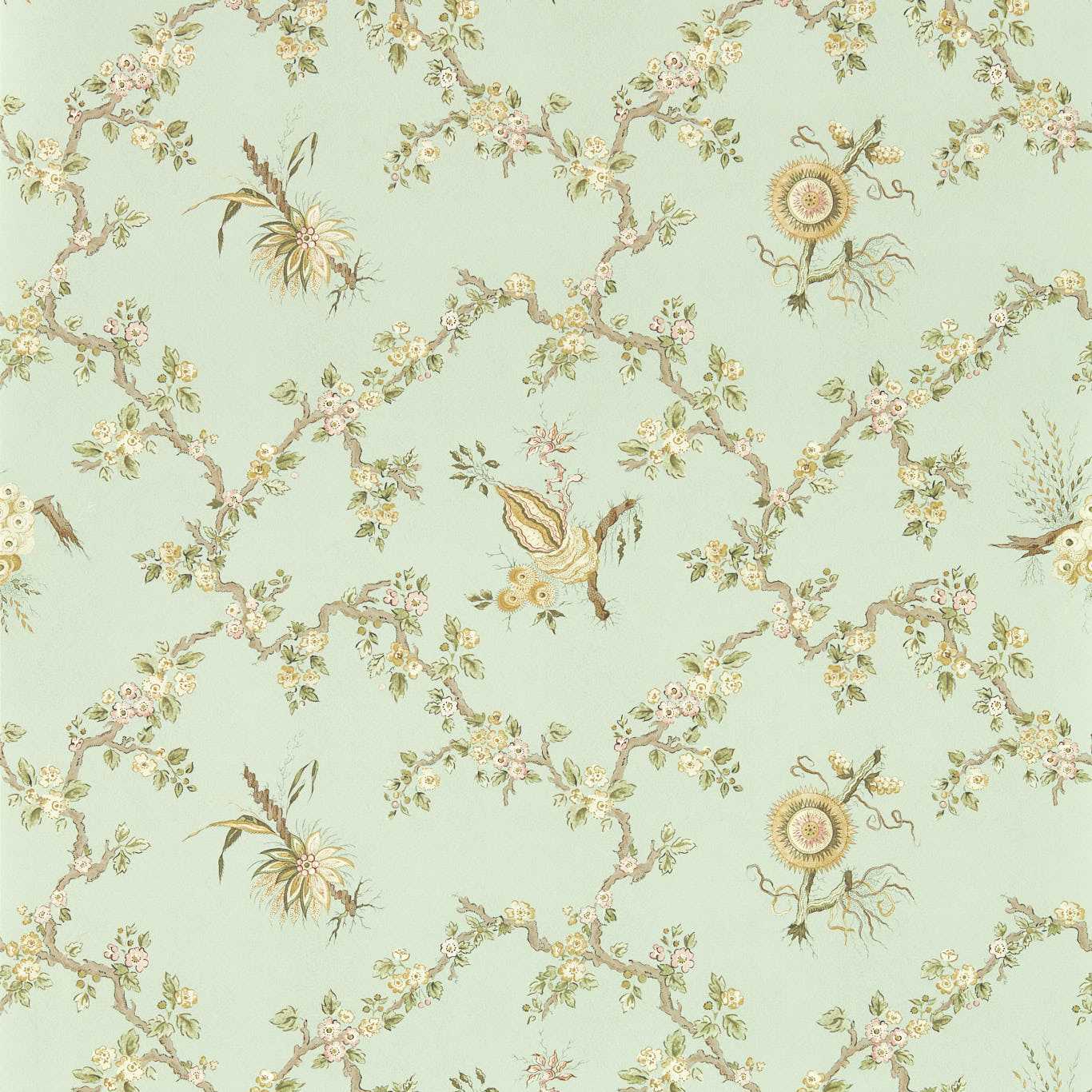 SANDERSON Trelliage Wallpaper Classic Floral Aphrodite,Blush  Digital Printed Wallpaper Wide Width - DGDW217320