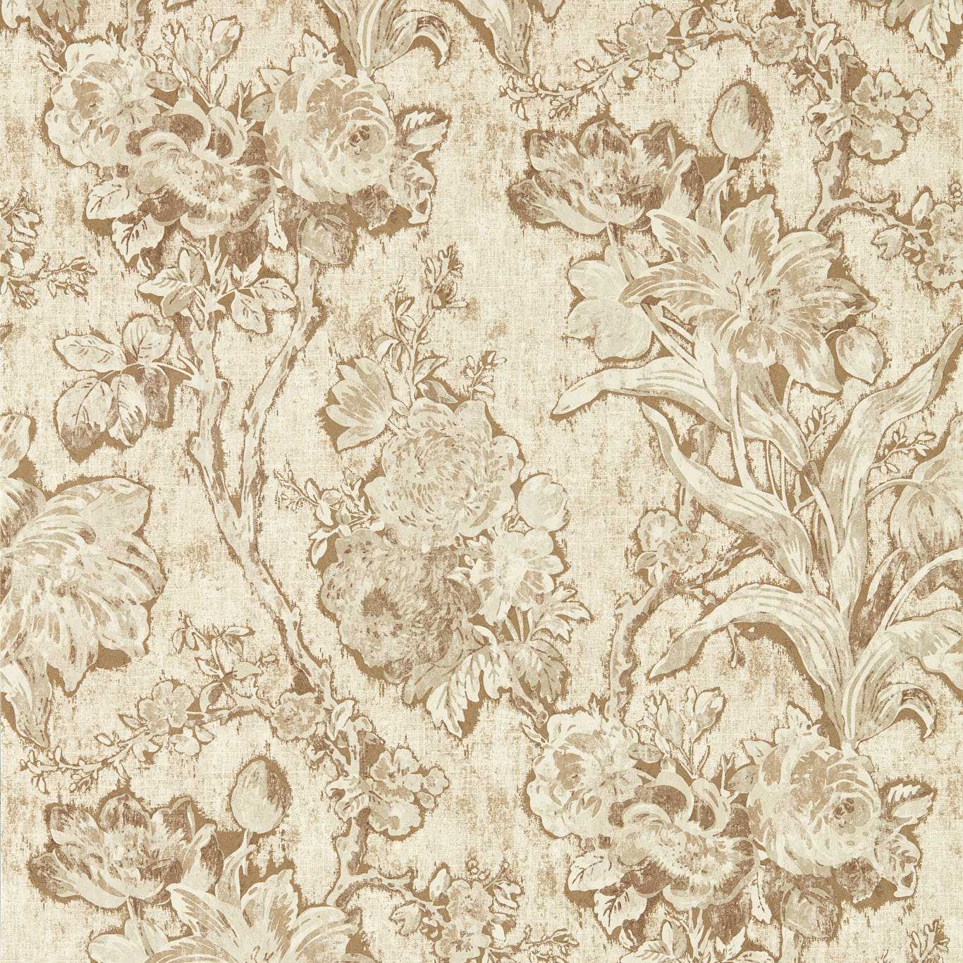 SANDERSON Fringed Tulip Toile Wallpaper Toile Jute  Digital Printed Wallpaper Wide Width - DGDW217325