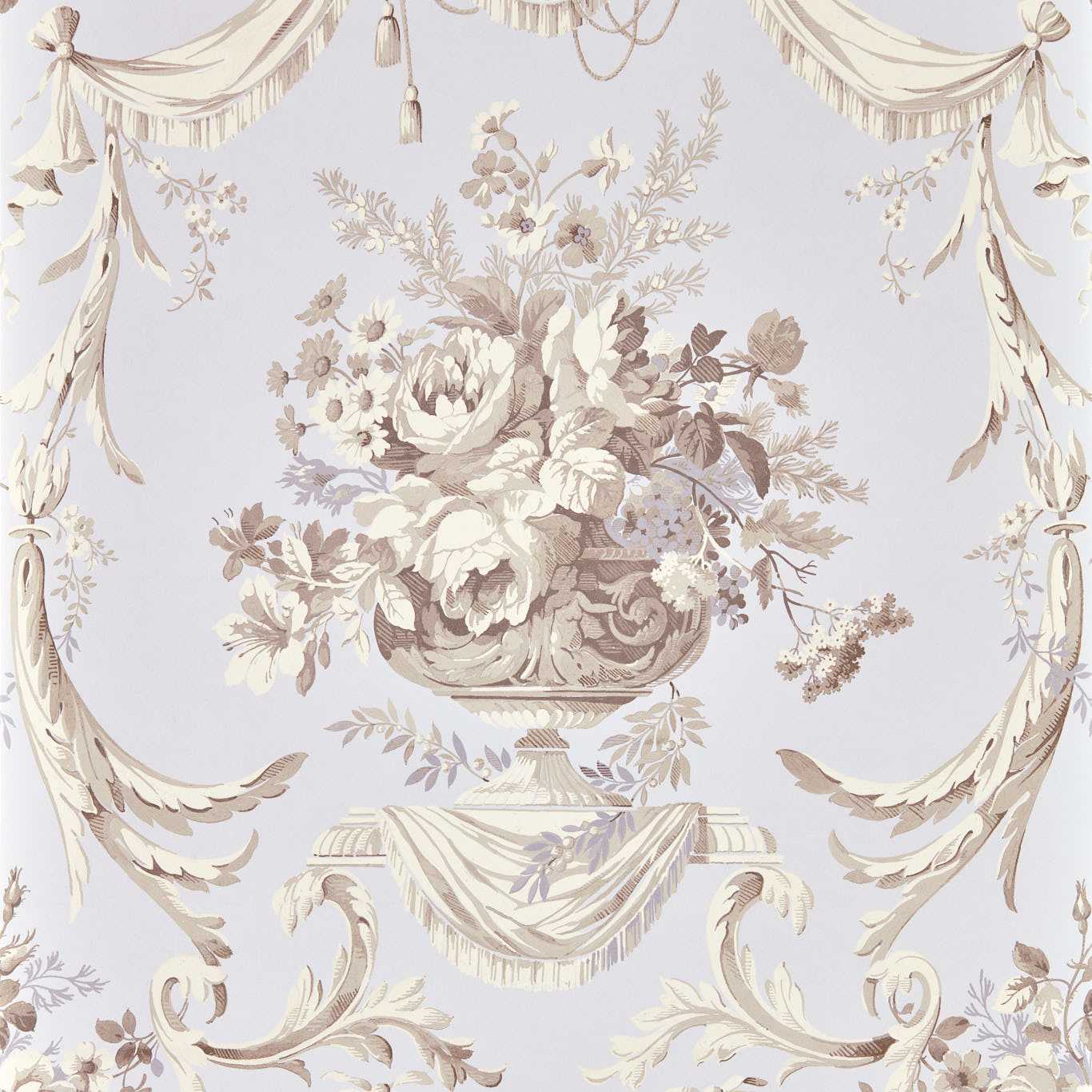 SANDERSON Andromeda`s Cup Wallpaper Classic Floral Tyrian Lilac  Digital Printed Wallpaper Wide Width - DGDW217373