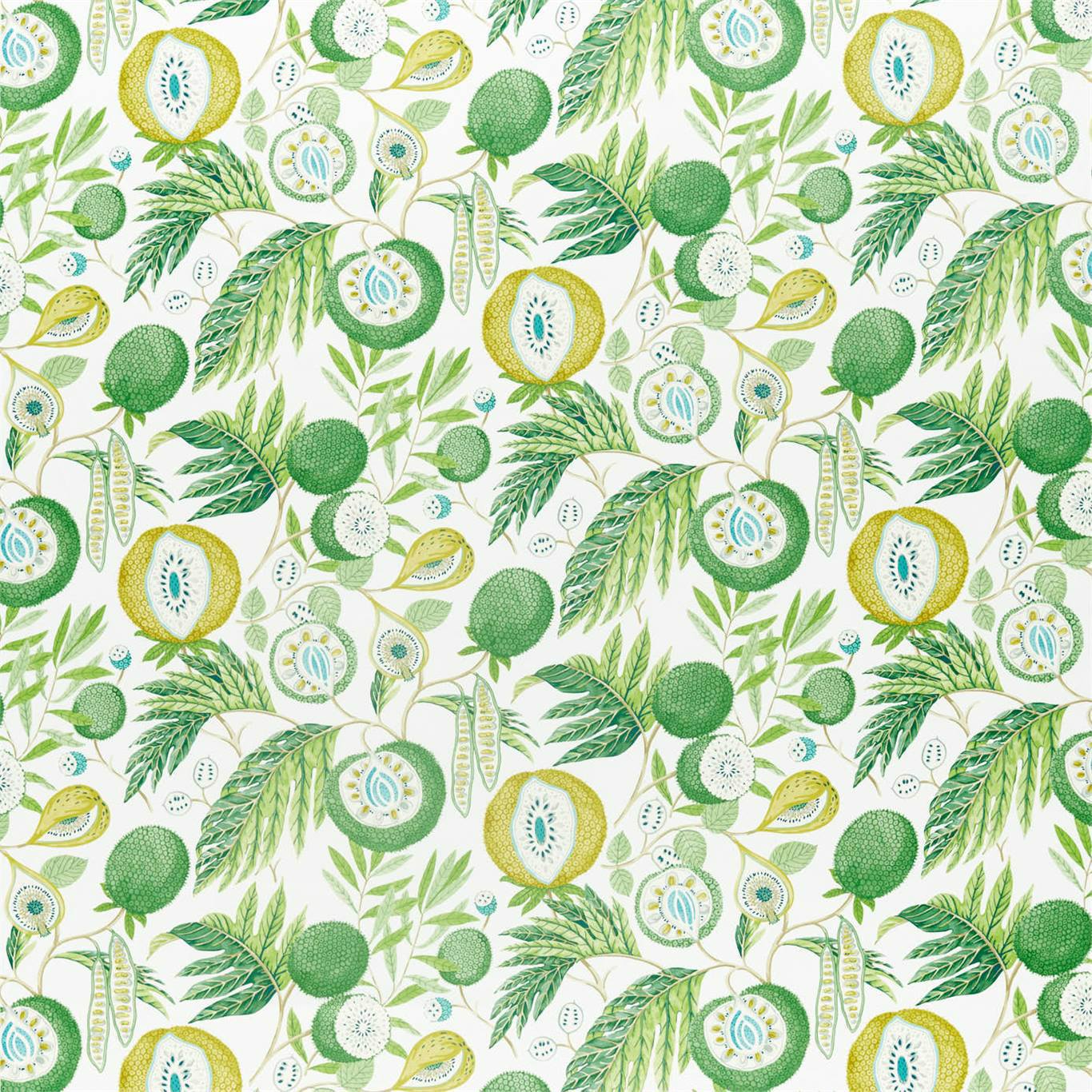 SANDERSON Jackfruit  Fabric Leaves , Trees Botanical Green   - DGLA226559