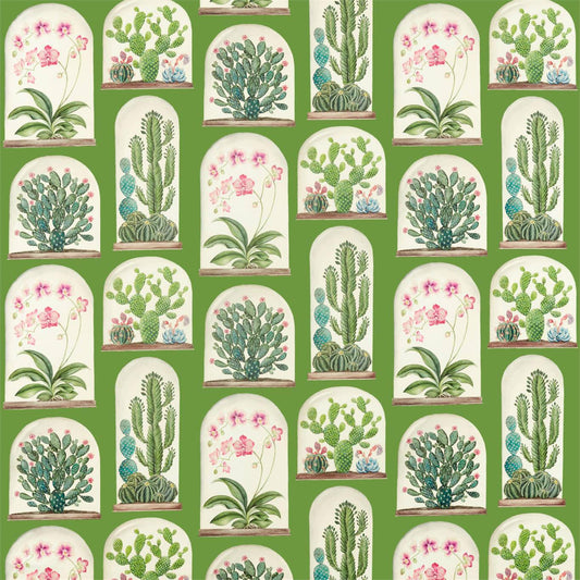 SANDERSON Terrariums Fabric Leaves , Trees Botanical Green   - DGLA226570