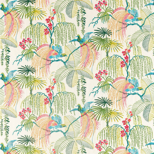 SANDERSON Rain Forest Embroidery Fabric Birds Tropical   - DGLA236777
