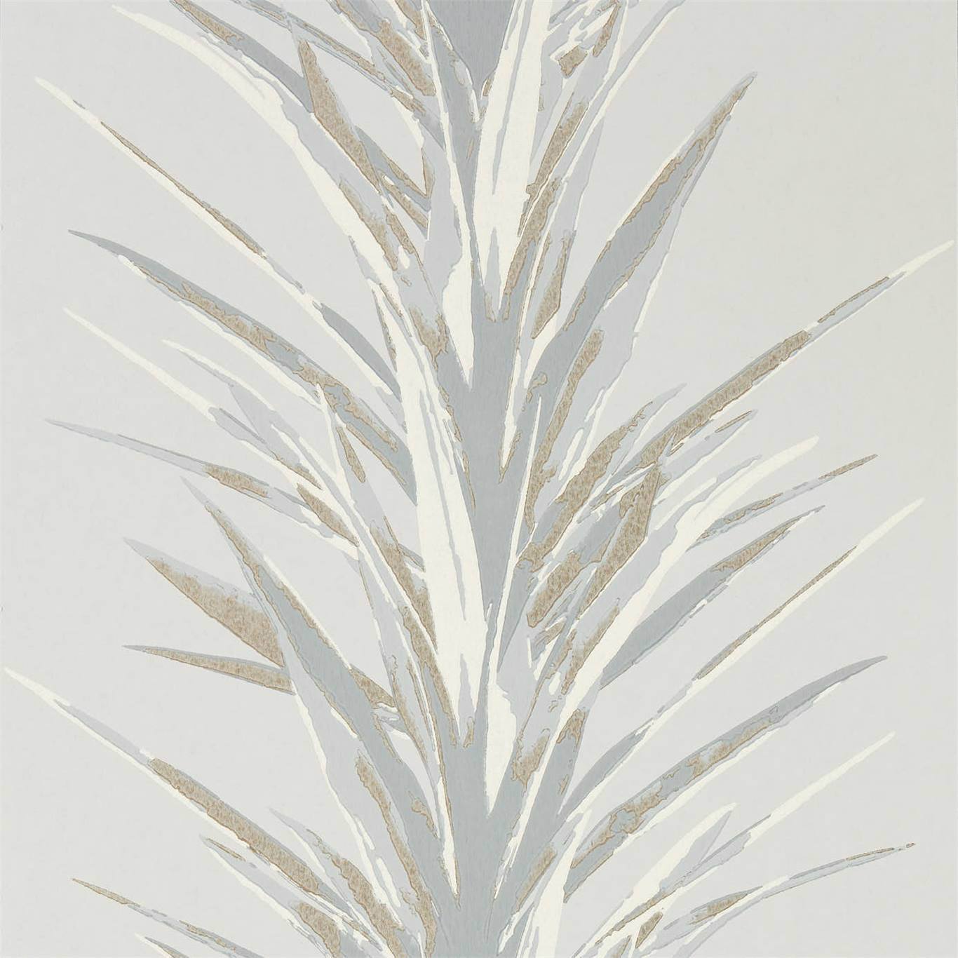 SANDERSON Yucca Wallpaper Leaves , Trees Grey,Gilver  Surface- Printed Wallpaper - DGLW216650