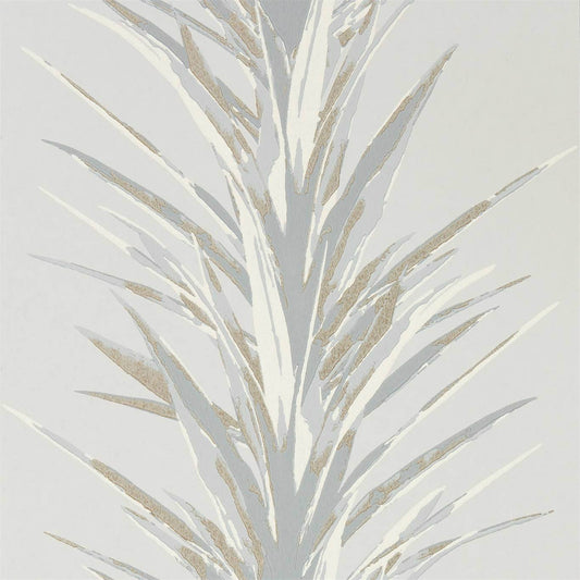 SANDERSON Yucca Wallpaper Leaves , Trees Grey,Gilver  Surface- Printed Wallpaper - DGLW216650