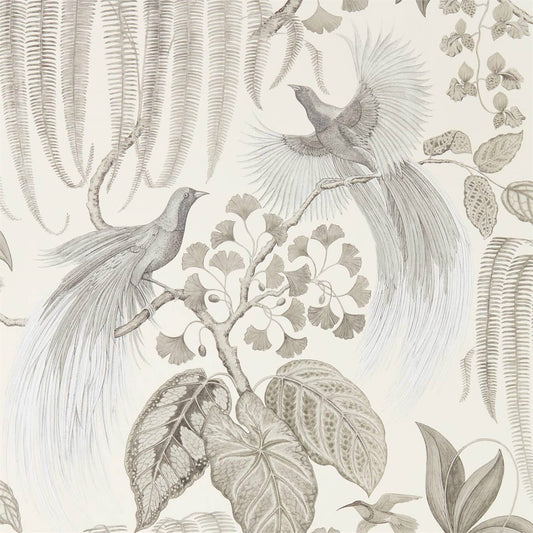 SANDERSON Bird of Paradise Wallpaper Leaves , Trees Linen  Gravure - Wide Width Printed Wallpaper - DGLW216652
