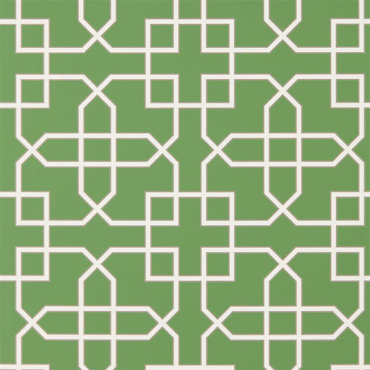 SANDERSON Hampton Trellis Wallpaper Geometric Botanical Green  Rotary/Gravure Wide Width Printed Wallpaper - DGLW216660