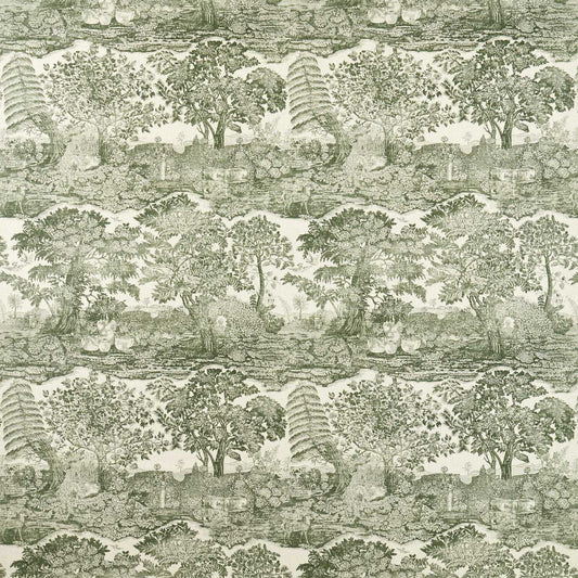 SANDERSON Highgrove Toile Fabric Landscapes Yew Green   - DHIF227311