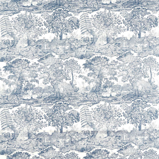 SANDERSON Highgrove Toile Fabric Landscapes Tetbury Blue   - DHIF227312