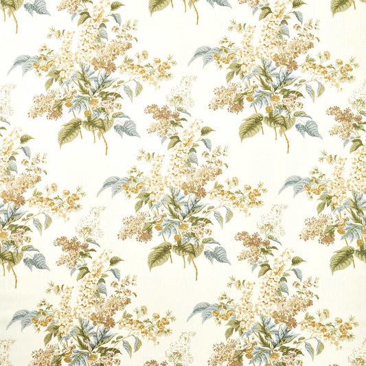 SANDERSON Delphinium & Lilac Fabric Classic Floral Meadow Moss   - DHIF227314