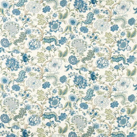 SANDERSON Salisbury Jacobean Fabric Classic Floral Tetbury Blue   - DHIF227320