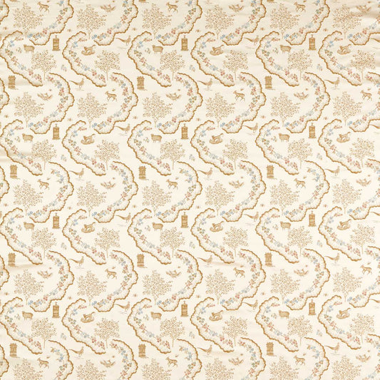 SANDERSON Wildflower Meadow Brocade Fabric Animals Pearl   - DHIF237602