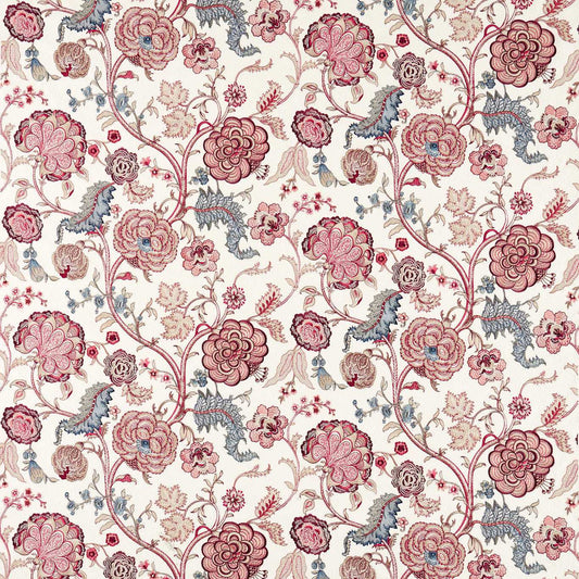 SANDERSON Salisbury Embroidery Fabric Classic Floral Crimson   - DHIF237605