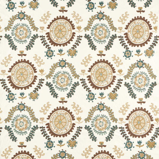 SANDERSON Annabel`s Suzani Fabric Contemporary, Floral Mineral,Gritstone   - DHIF237608