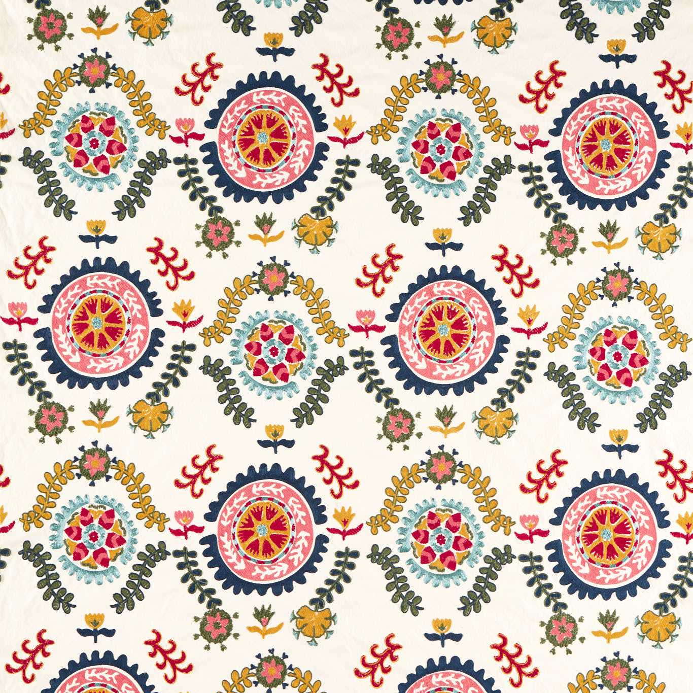 SANDERSON Annabel`s Suzani Fabric Contemporary, Floral Sapphire,Ruby   - DHIF237609