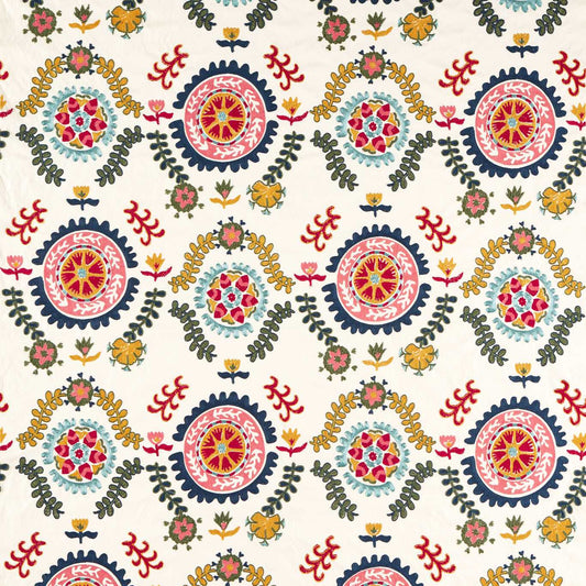 SANDERSON Annabel`s Suzani Fabric Contemporary, Floral Sapphire,Ruby   - DHIF237609