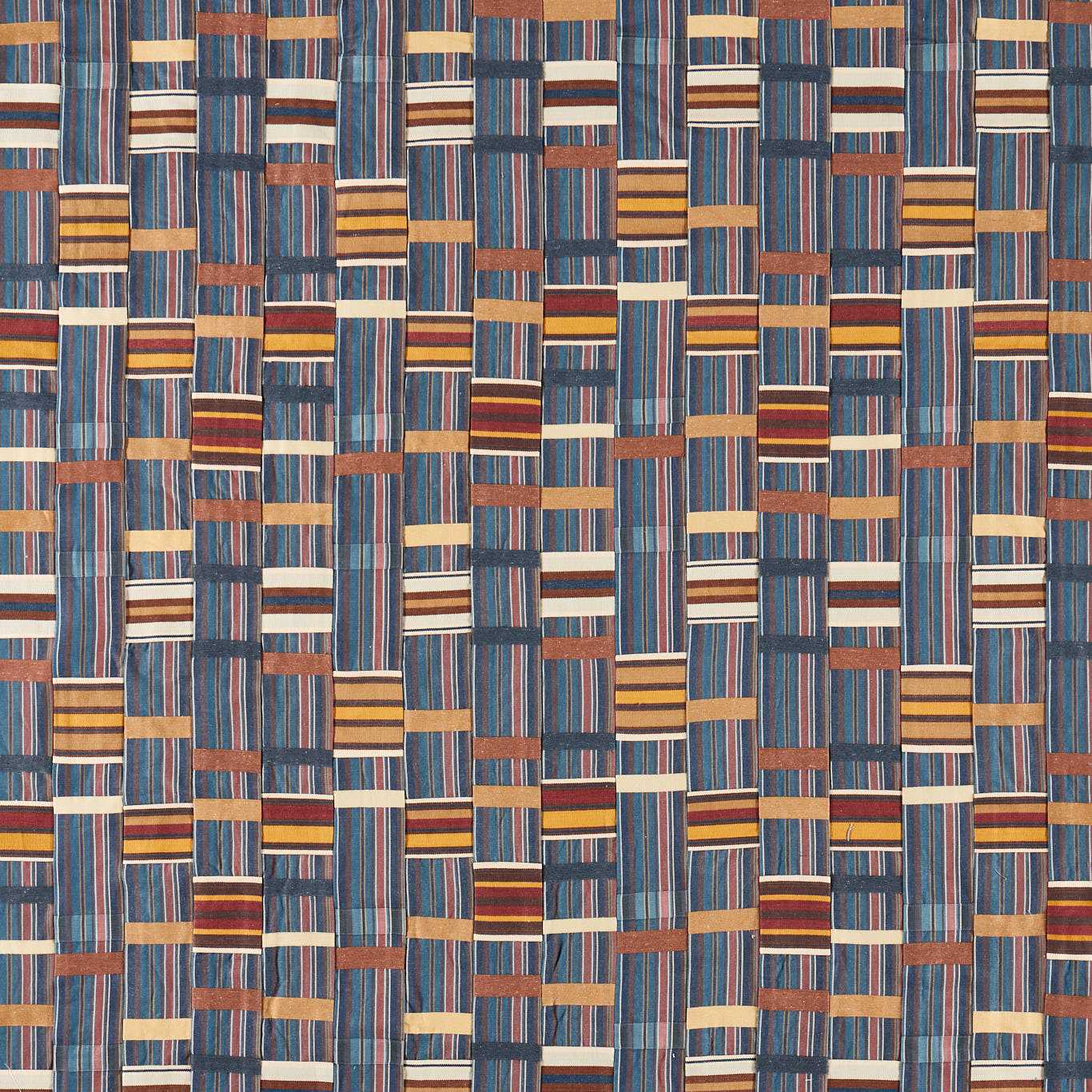SANDERSON Ewe Cloth Fabric Stripes Russet,Midnight   - DHIF237611