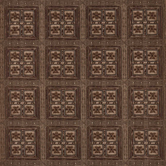 SANDERSON Shand Gate Fabric Geometric Indian Oak   - DHIF237615