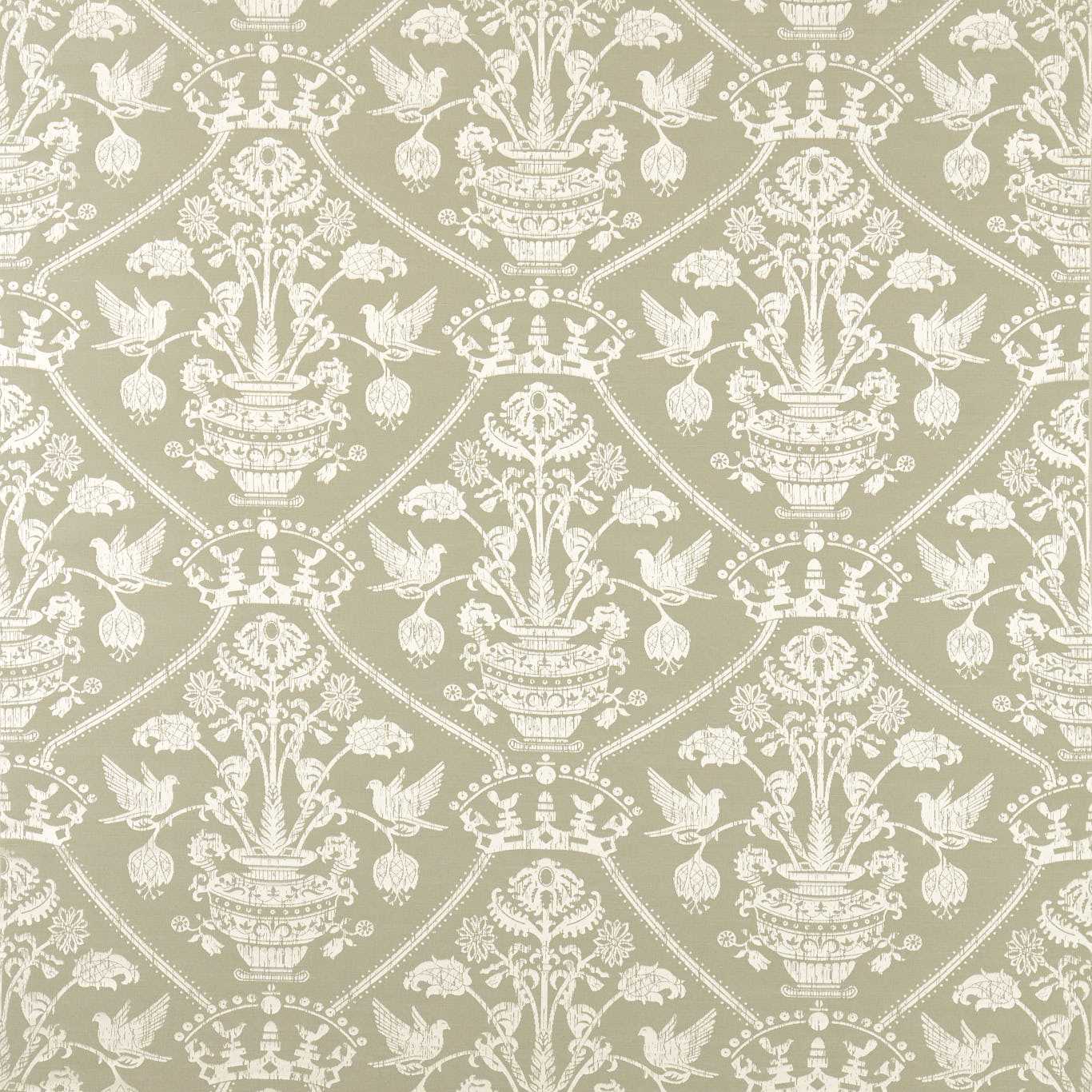 SANDERSON Highgrove Damask Fabric Damasks Silver Green   - DHIF237619