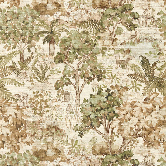 SANDERSON The Stumpery Wallpaper Leaves , Trees Lichen  Digital Printed Wallpaper Wide Width - DHIP217490