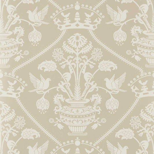 SANDERSON Highgrove Damask Wallpaper Damasks Gritstone  Rotary Printed Wallpaper - DHIP217503
