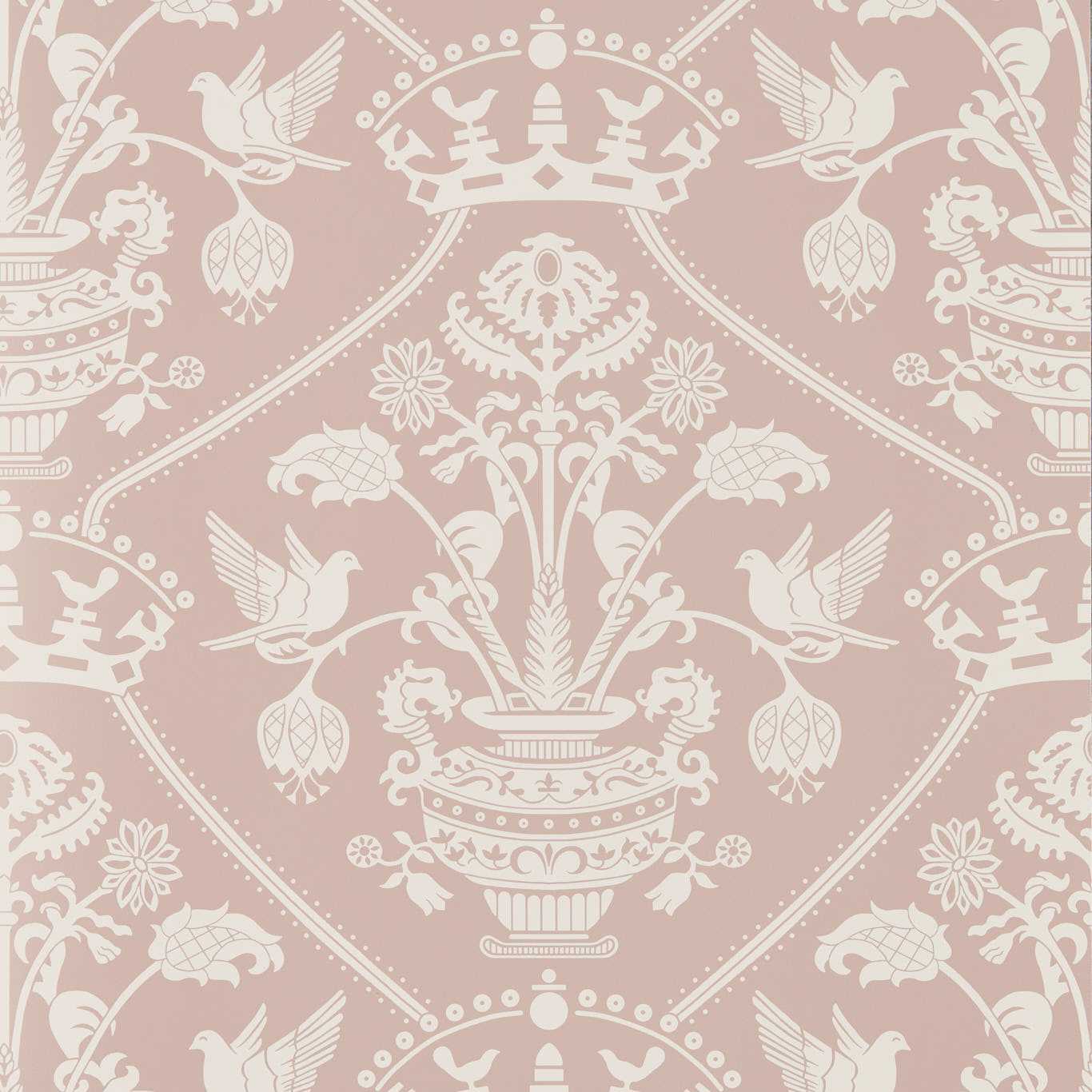 SANDERSON Highgrove Damask Wallpaper Damasks Rose  Rotary Printed Wallpaper - DHIP217504