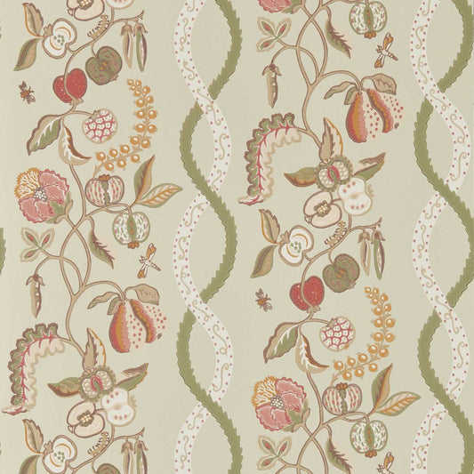 SANDERSON Kitchen Garden Wallpaper Contemporary, Floral Olive , Russet  Surflex-Printed Wallpaper - DHIP217507