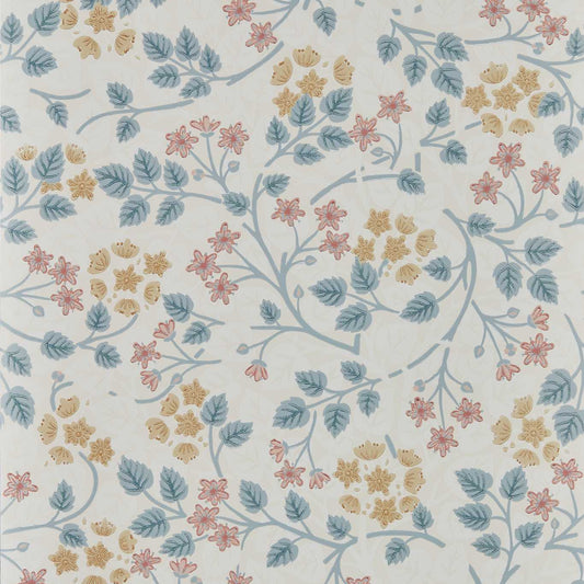 SANDERSON Silver Lime Wallpaper Classic Floral Gritstone,Rose  Surflex-Printed Wallpaper - DHIP217514