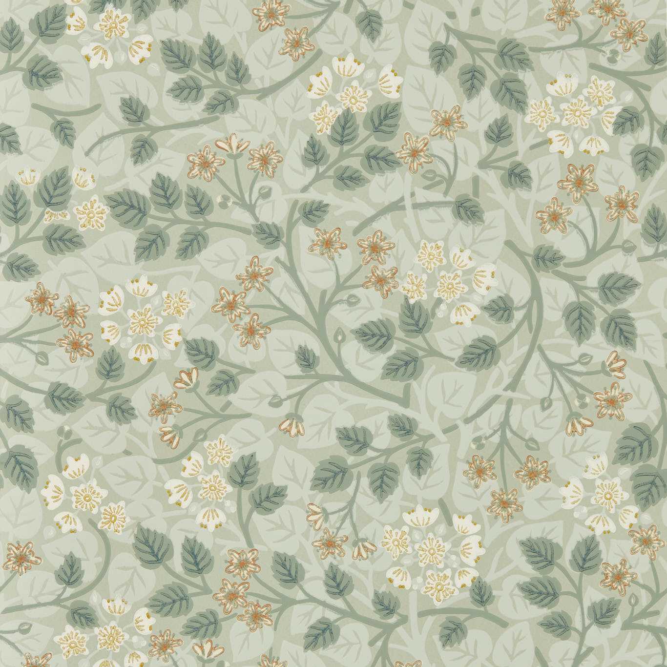 SANDERSON Silver Lime Wallpaper Classic Floral Nymph  Surflex-Printed Wallpaper - DHIP217516