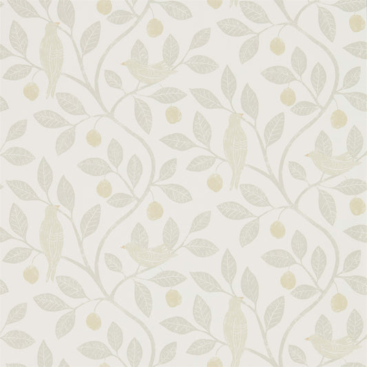 SANDERSON Damson Tree Wallpaper Leaves , Trees Linen,Honey  Gravure - Wide Width Printed Wallpaper - DHPO216366