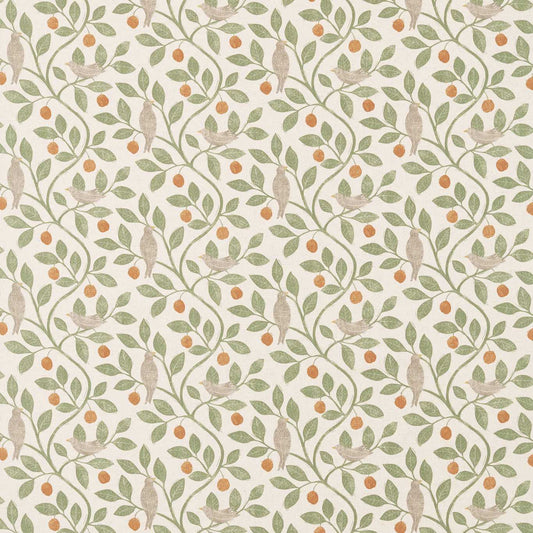 SANDERSON Damson Tree Fabric Leaves , Trees Brick,Fennel   - DHPO226362
