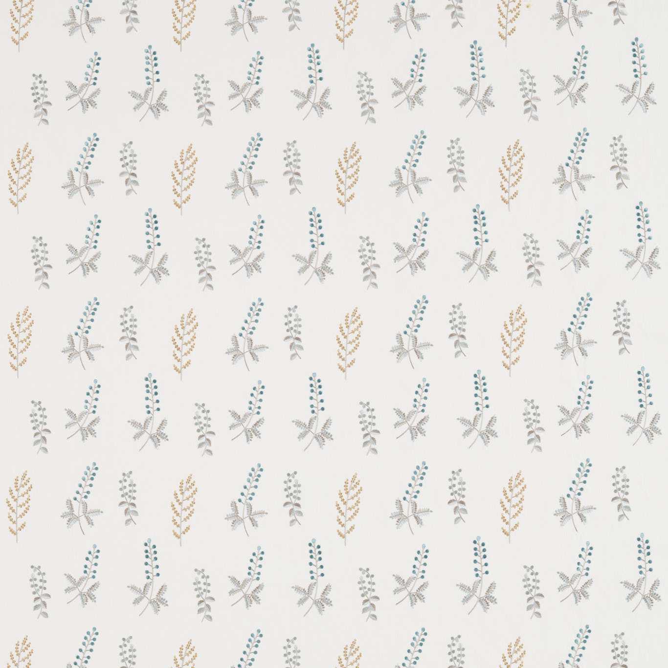 SANDERSON Bilberry Fabric Classic Floral Dijon,Teal   - DHPO236424