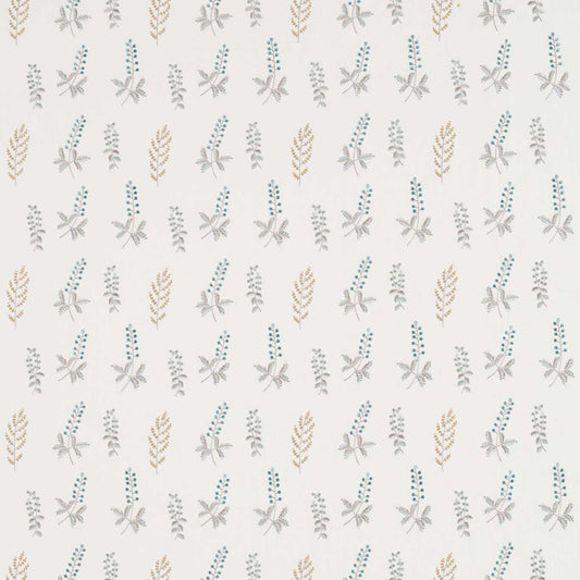 SANDERSON Bilberry Fabric Classic Floral Dijon,Teal   - DHPO236424