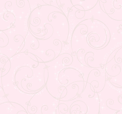 York Wallcoverings Disney Kids Vol. 4 Disney Princess Perfect Scroll Gold Glitter Wallpaper  Children and Nursery Pinks   - DI0904
