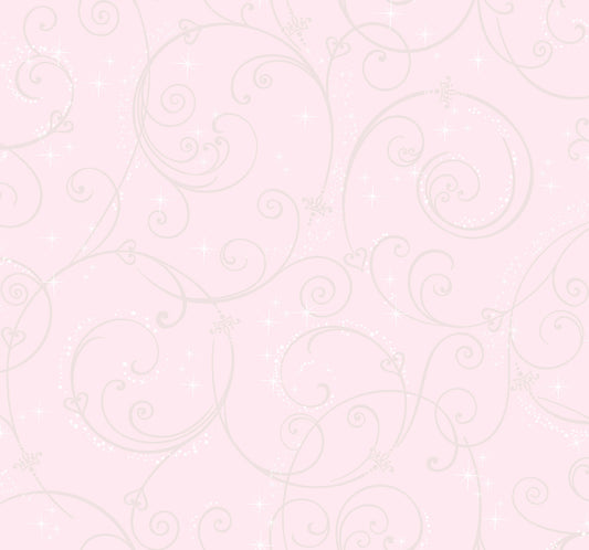 York Wallcoverings Disney Kids Vol. 4 Disney Princess Perfect Scroll Gold Glitter Wallpaper  Children and Nursery Pinks   - DI0904
