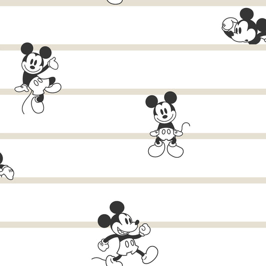York Wallcoverings Disney Kids Vol. 4 Disney Mickey Mouse Stripe Black and White Wallpaper  Children and Nursery Whites and Off-Whites   - DI0932