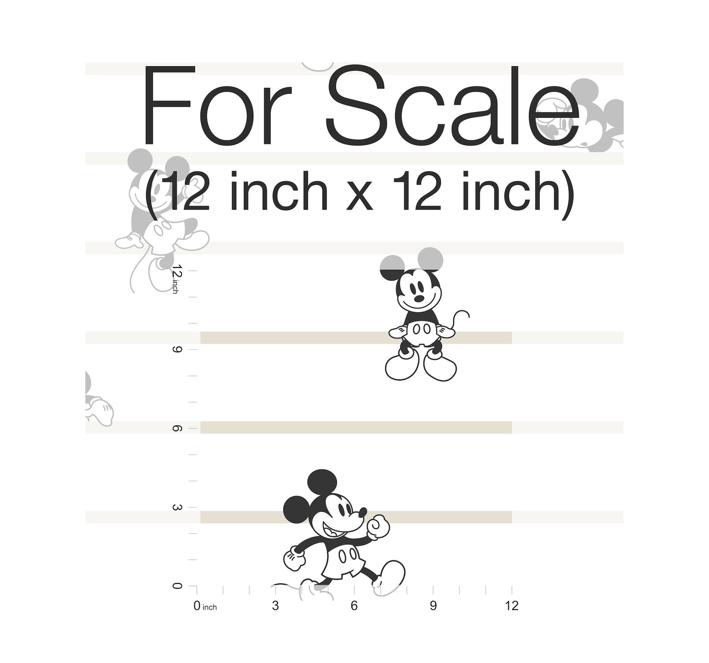 York Wallcoverings Disney Kids Vol. 4 Disney Mickey Mouse Stripe Black and White Wallpaper  Children and Nursery Whites and Off-Whites   - DI0932