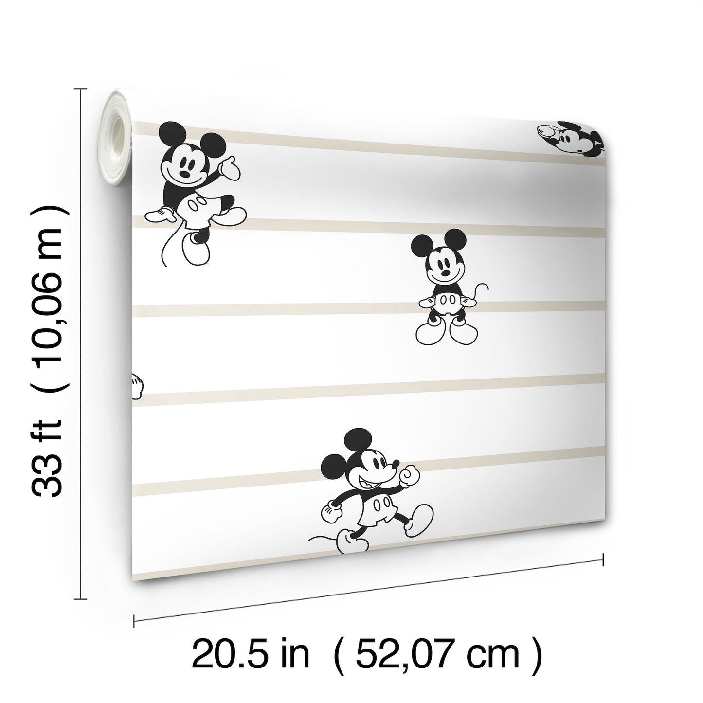 York Wallcoverings Disney Kids Vol. 4 Disney Mickey Mouse Stripe Black and White Wallpaper  Children and Nursery Whites and Off-Whites   - DI0932