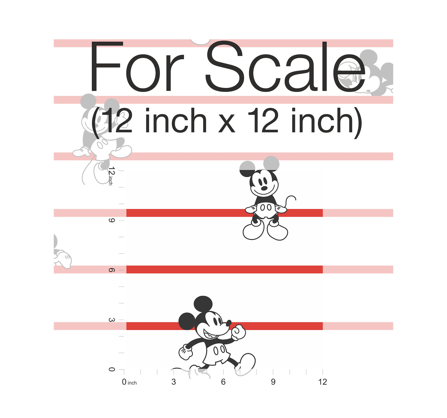 York Wallcoverings Disney Kids Vol. 4 Disney Mickey Mouse Stripe Red Wallpaper  Children and Nursery Reds   - DI0933