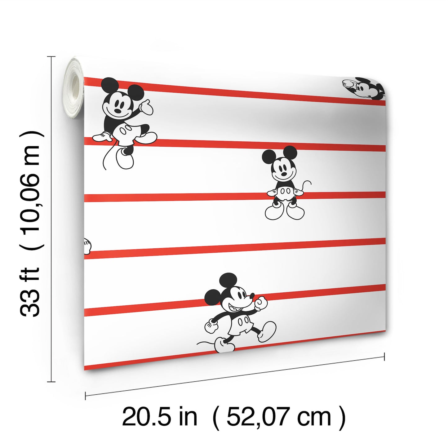 York Wallcoverings Disney Kids Vol. 4 Disney Mickey Mouse Stripe Red Wallpaper  Children and Nursery Reds   - DI0933