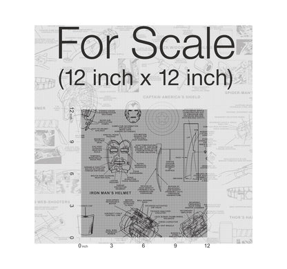 York Wallcoverings Disney Kids Vol. 4 Marvels Heroes Schematics Grey and Black Wallpaper  Children and Nursery Blacks   - DI0936