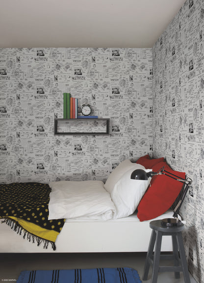 York Wallcoverings Disney Kids Vol. 4 Marvels Heroes Schematics Grey and Black Wallpaper  Children and Nursery Blacks   - DI0936