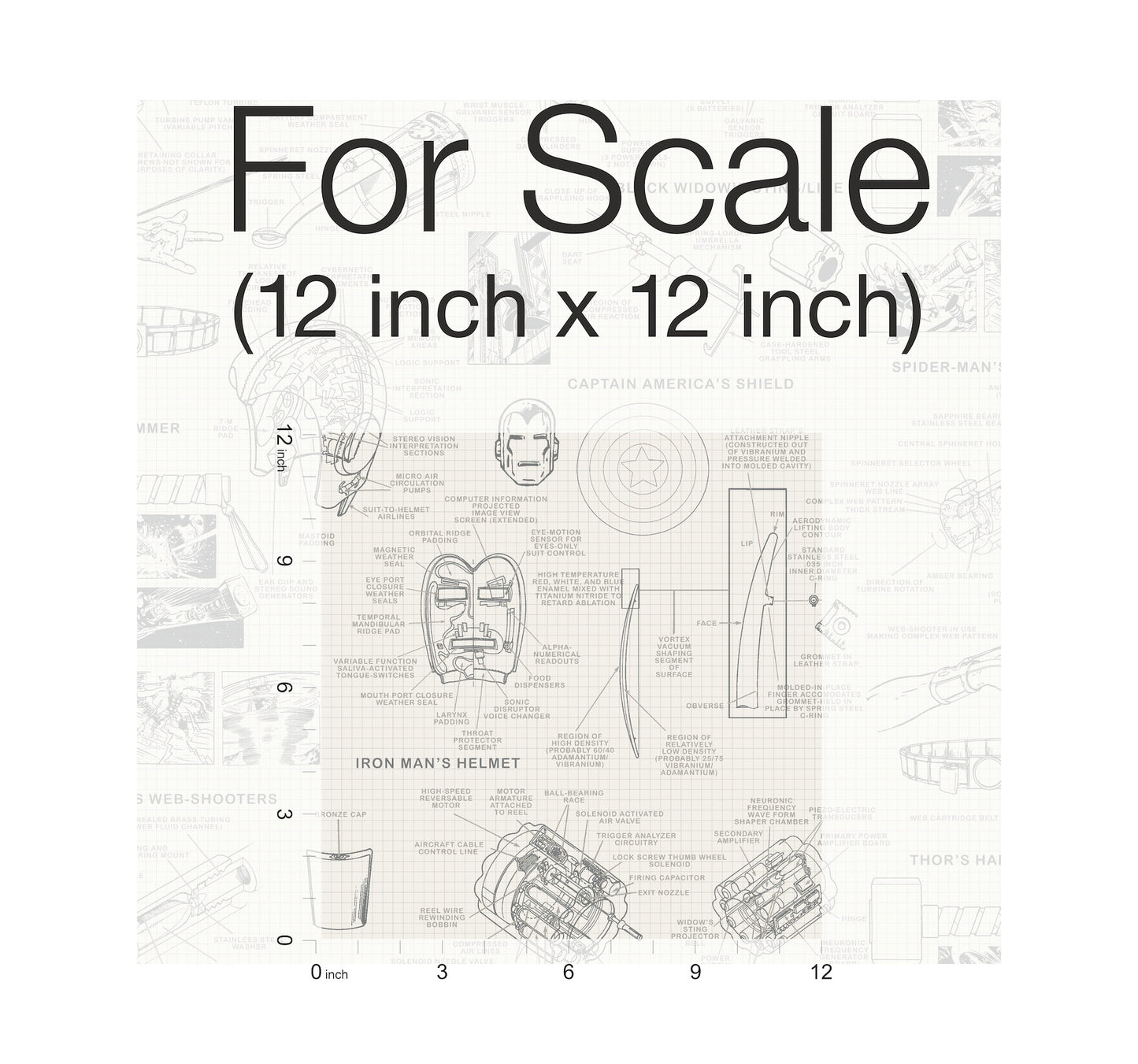 York Wallcoverings Disney Kids Vol. 4 Marvels Heroes Schematics Cream Wallpaper  Children and Nursery Whites and Off-Whites   - DI0937