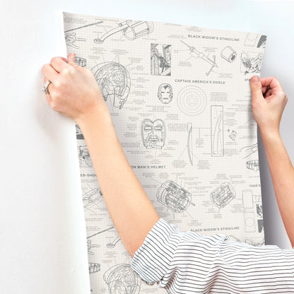 York Wallcoverings Disney Kids Vol. 4 Marvels Heroes Schematics Cream Wallpaper  Children and Nursery Whites and Off-Whites   - DI0937