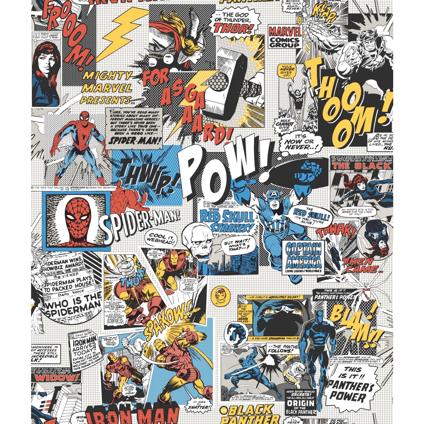 York Wallcoverings Disney Kids Vol. 4 Marvel Comics Pow! Black and Blue Wallpaper  Children and Nursery Blues   - DI0944