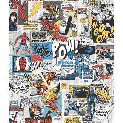 York Wallcoverings Disney Kids Vol. 4 Marvel Comics Pow! Black and Blue Wallpaper  Children and Nursery Blues   - DI0944