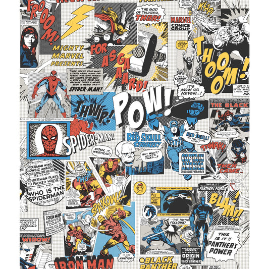 York Wallcoverings Disney Kids Vol. 4 Marvel Comics Pow! Black and Blue Wallpaper  Children and Nursery Blues   - DI0944