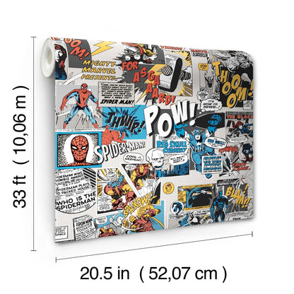 York Wallcoverings Disney Kids Vol. 4 Marvel Comics Pow! Black and Blue Wallpaper  Children and Nursery Blues   - DI0944