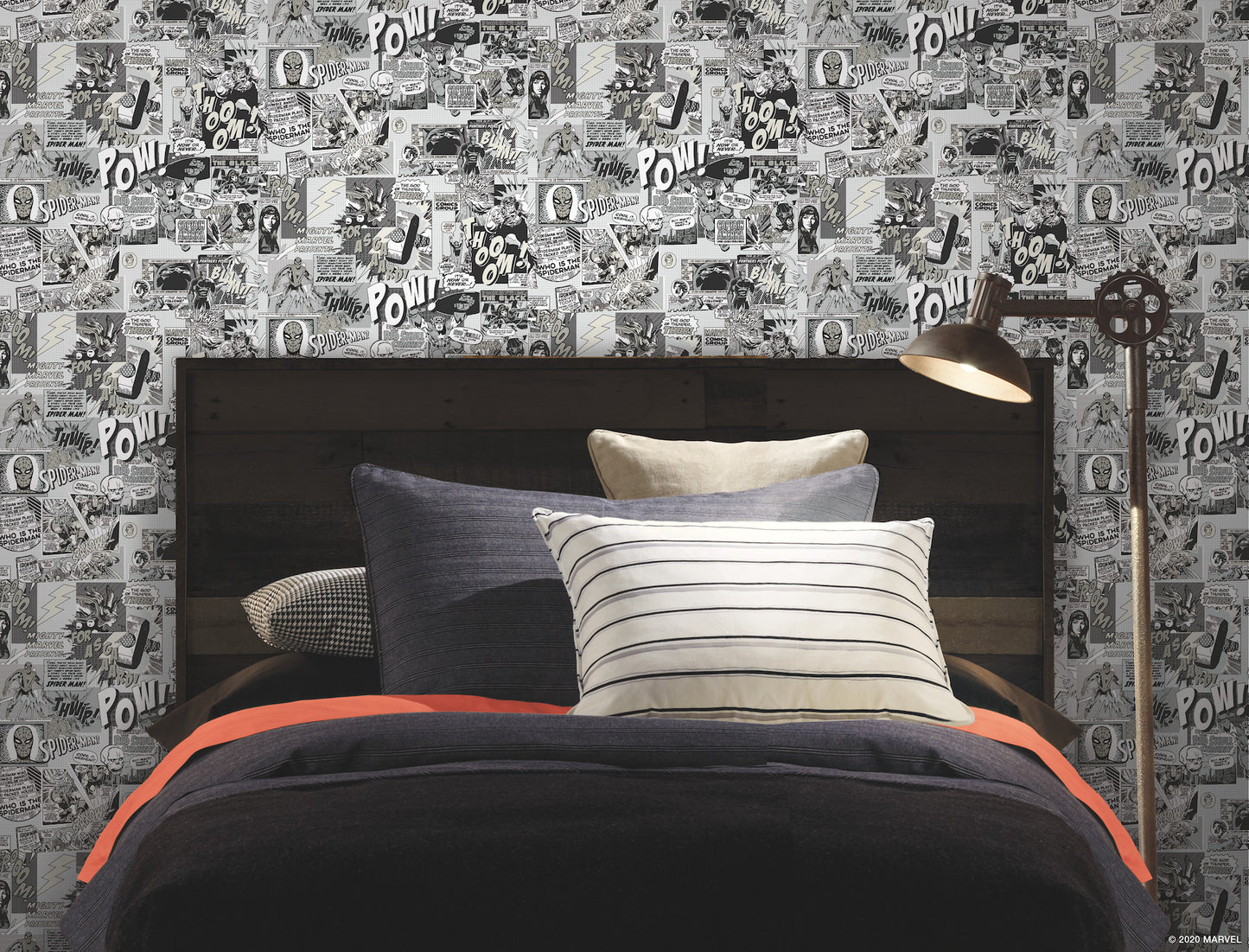 York Wallcoverings Disney Kids Vol. 4 Marvel Comics Pow! Black and White Wallpaper  Children and Nursery Whites and Off-Whites   - DI0946