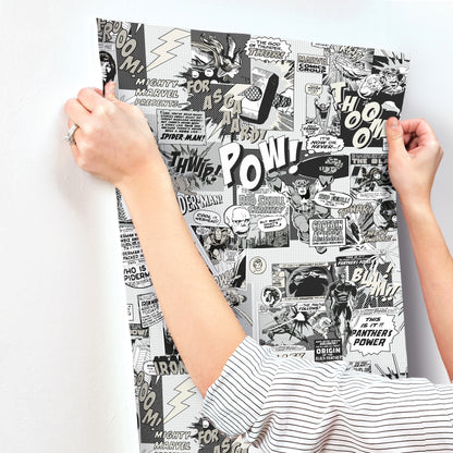 York Wallcoverings Disney Kids Vol. 4 Marvel Comics Pow! Black and White Wallpaper  Children and Nursery Whites and Off-Whites   - DI0946